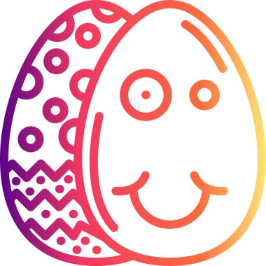 Paskalya Yumurta Çizgisi Simgesi, Düz Emoji, Basit Resimler Beyaz Arkaplanda İzole Edildi