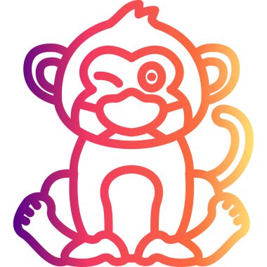 Çizgi Maymun Çizgisi Simgesi, Beyaz Arkaplanda Yaratıcı İllüstrasyon