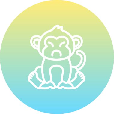 Cartoon Monkey Line Icon, Creative Illustration on White Background