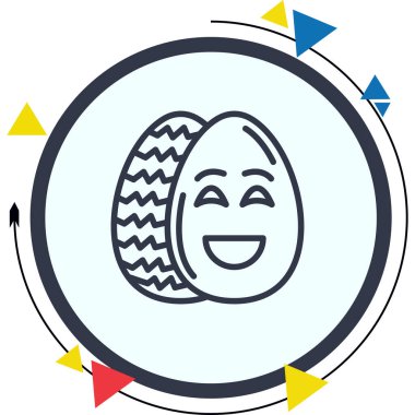 Paskalya Yumurta Çizgisi Simgesi, Düz Emoji, Basit Resimler Beyaz Arkaplanda İzole Edildi