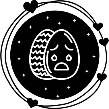 Paskalya Yumurta Çizgisi Simgesi, Düz Emoji, Basit Resimler Beyaz Arkaplanda İzole Edildi