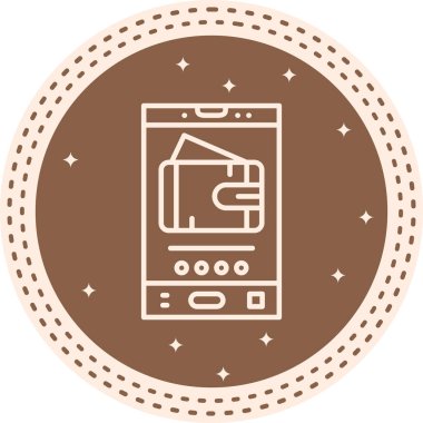 Dijital Cüzdan Hattı Simgesi Beyaz Arkaplanda İzole Edildi