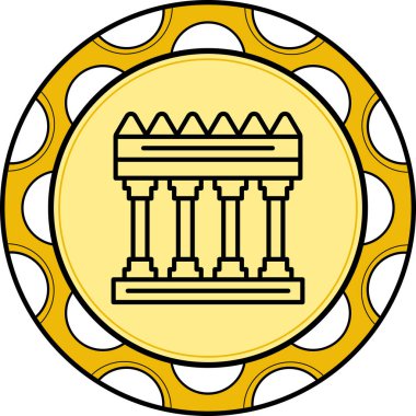 Akropolis 'in dört sütunu olan bir binayı gösteren bir satır simgesi