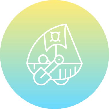 Bayrağı olan balıkçı teknesi, ağ simgesi