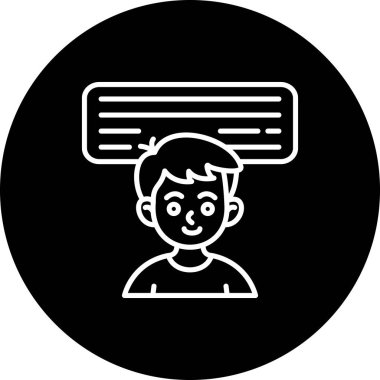 Kullanıcı Tanıklığı simgesi, yüzünde ve konuşma balonunda mutlu ifadesi olan genç çocuk