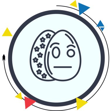 Paskalya Yumurta Çizgisi Simgesi, Düz Emoji, Basit Resimler Beyaz Arkaplanda İzole Edildi