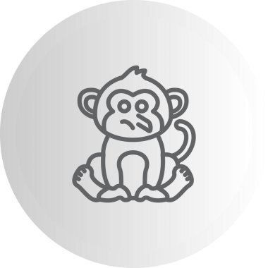 Çizgi Maymun Çizgisi Simgesi, Beyaz Arkaplanda Yaratıcı İllüstrasyon