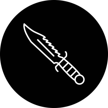 Keskin bıçak, tırtıklı bıçak kenarı ve çapraz konumda tutacağı var. Uygulama için uygun simge.