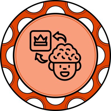 Beyni olan insan kafası simgesi, vektör çizimi basit tasarım