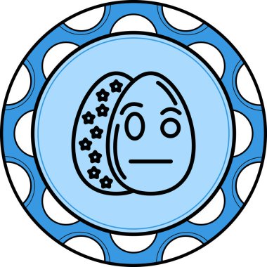 Paskalya Yumurta Çizgisi Simgesi, Düz Emoji, Basit Resimler Beyaz Arkaplanda İzole Edildi