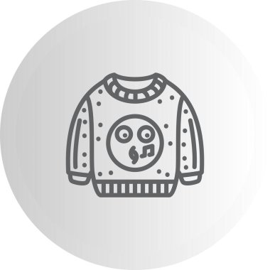 Emoji Satır Simgesi olan süveter, Beyaz Arkaplanda İzole Edilmiş Basit İllüstrasyon