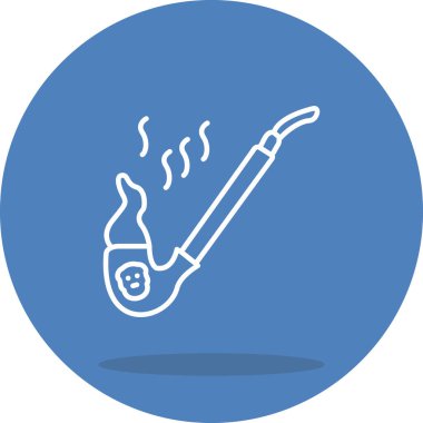 Duman perdeleri içeren küçük yüz amblemiyle tüttürme piposu. Uygulama için uygun simge.