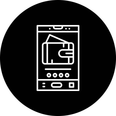 Dijital Cüzdan Hattı Simgesi Beyaz Arkaplanda İzole Edildi