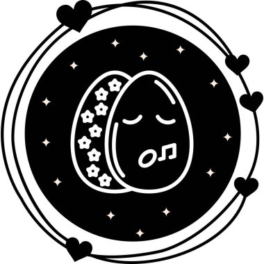 Şarkı söyleyen bahar yumurtası ikonu. İki süslü Paskalya yumurtası, biri gülen yüzlü..