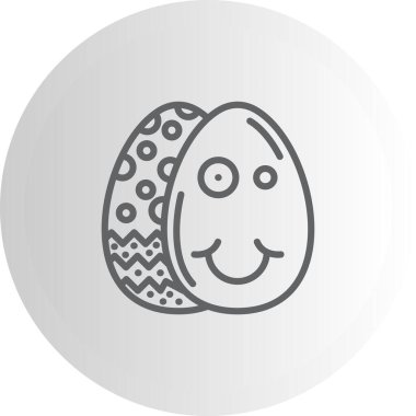 Paskalya Yumurta Çizgisi Simgesi, Düz Emoji, Basit Resimler Beyaz Arkaplanda İzole Edildi