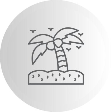 Tek bir palmiye ağacının bulunduğu tropik bir ada. Uygulama için uygun simge.