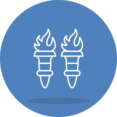 Yangın Meşale Hattı Simgesi, Basit Görüntü Beyaz Arkaplanda İzole Edildi