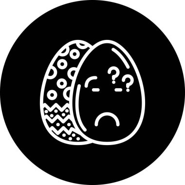 Paskalya Yumurta Çizgisi Simgesi, Düz Emoji, Basit Resimler Beyaz Arkaplanda İzole Edildi