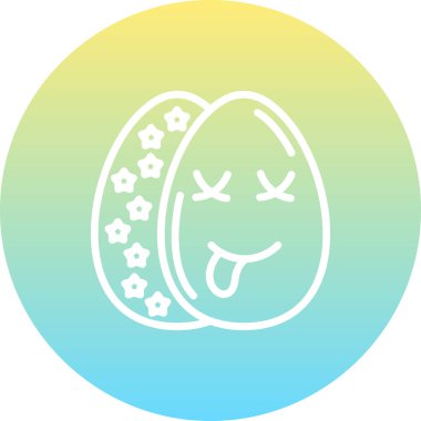 Paskalya Yumurta Çizgisi Simgesi, Düz Emoji, Basit Resimler Beyaz Arkaplanda İzole Edildi