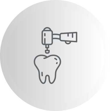 Diş boyama ikonu. Profesyonel diş fırçası, döner kauçuk bardakla tek sağlıklı insan dişinin yüzeyini parlatır.