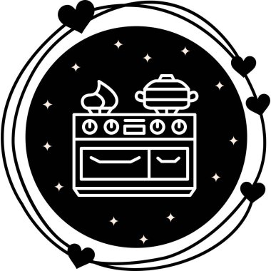 Gaz Fırını Şık Dijital Tasarım Sembolü