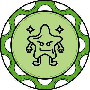 Yıldız Şeklinde Emoji Çizgisi Simgesi, Beyaz Arkaplanda İzole Edilmiş Basit Resimler