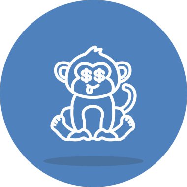 Çizgi Maymun Çizgisi Simgesi, Beyaz Arkaplanda Yaratıcı İllüstrasyon