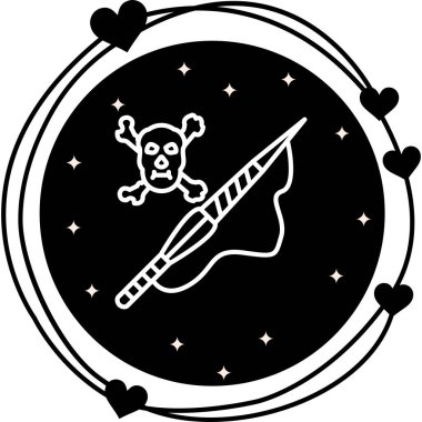 Korsan kafatası ve balıkçı zıpkını Simgesi.