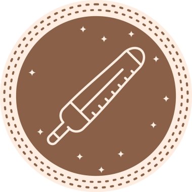 İşaretli ölçekli ve sensör uçlu tıbbi termometre çapraz konumda. Uygulama için uygun simge.