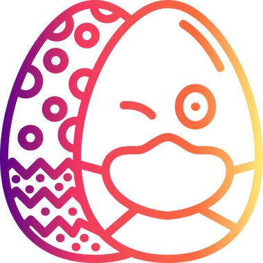 Paskalya Yumurta Çizgisi Simgesi, Düz Emoji, Basit Resimler Beyaz Arkaplanda İzole Edildi