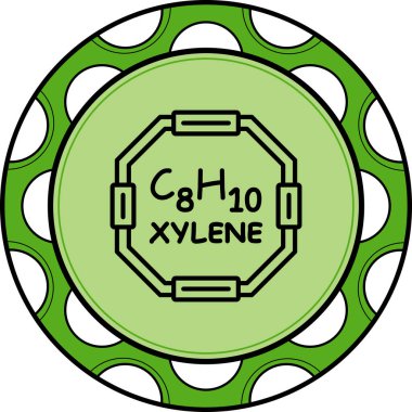 Chemical structure of Xylene molecule, web simple icon