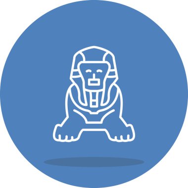 Minimalist çizgi simgesi, Giza heykelinin büyük bir sfenksini ön planda otururken tasvir eder