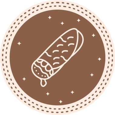 Burrito Satır Simgesi, Beyaz Arkaplanda Basit Görüntü 