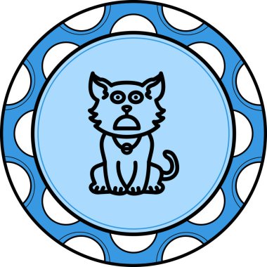 Kederli Kedi Yüksek Çözünürlüklü Düz Tasarım Sembolü