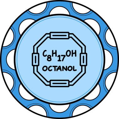 Chemical structure of Octanol molecule, web simple icon