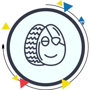 Biri zigzag desenli diğeri de korsan göz bandı ve gülen yüzlü iki Paskalya yumurtası..