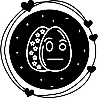 Paskalya Yumurta Çizgisi Simgesi, Düz Emoji, Basit Resimler Beyaz Arkaplanda İzole Edildi