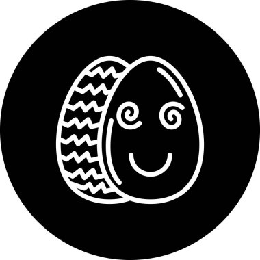 Paskalya Yumurta Çizgisi Simgesi, Düz Emoji, Basit Resimler Beyaz Arkaplanda İzole Edildi