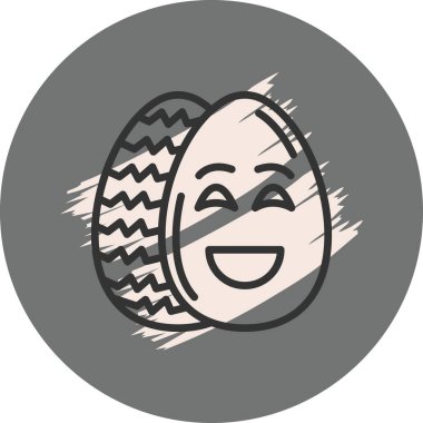 Paskalya Yumurta Çizgisi Simgesi, Düz Emoji, Basit Resimler Beyaz Arkaplanda İzole Edildi