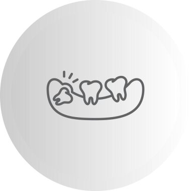 Çizgi çizimi, komşu sağlıklı dişlere karşı yirmilik dişin yana doğru büyüdüğünü gösteriyor.