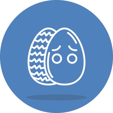 Paskalya Yumurta Çizgisi Simgesi, Düz Emoji, Basit Resimler Beyaz Arkaplanda İzole Edildi