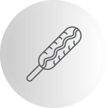 Çemberin merkezindeki çubukta yiyecek uygulamaları için uygun bir mısırlı sosis çizimi..