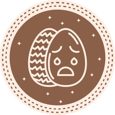 Paskalya Yumurta Çizgisi Simgesi, Düz Emoji, Basit Resimler Beyaz Arkaplanda İzole Edildi