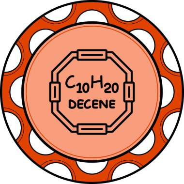 Chemical structure of Decene molecule, web simple icon