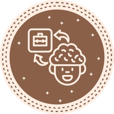 Beyni olan insan kafası simgesi, vektör çizimi basit tasarım