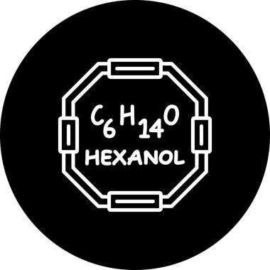 Hexanol molekülünün kimyasal yapısı, basit web simgesi