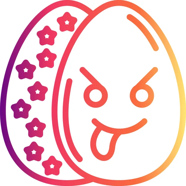 Paskalya Yumurta Çizgisi Simgesi, Düz Emoji, Basit Resimler Beyaz Arkaplanda İzole Edildi