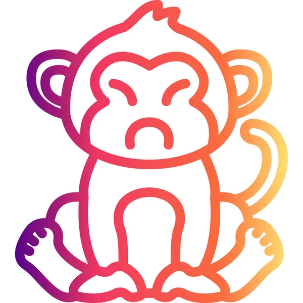 Çizgi Maymun Çizgisi Simgesi, Beyaz Arkaplanda Yaratıcı İllüstrasyon