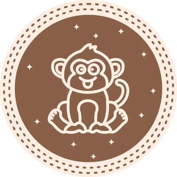 Çizgi Maymun Çizgisi Simgesi, Beyaz Arkaplanda Yaratıcı İllüstrasyon