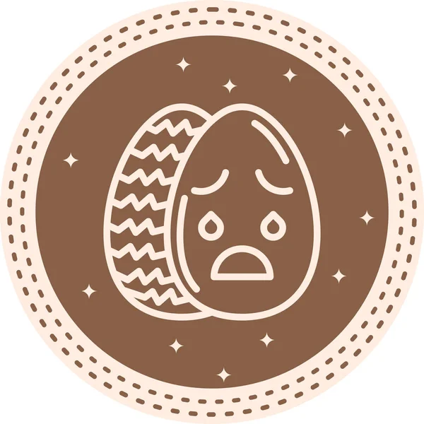 Paskalya Yumurta Çizgisi Simgesi, Düz Emoji, Basit Resimler Beyaz Arkaplanda İzole Edildi